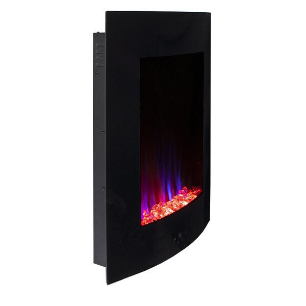 Black Vertical Curved fireplace